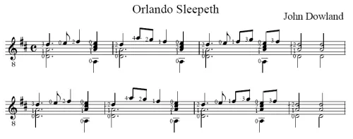 Thumbnail preview of score for Orlando Sleepeth, by John Dowland